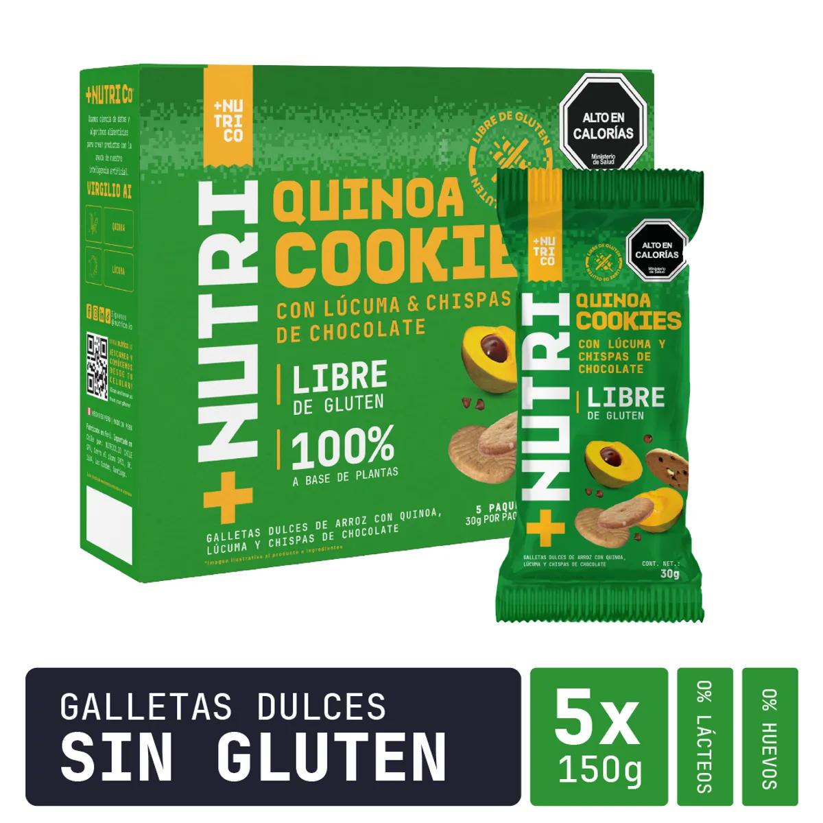 NUTRI CO - Galletas Sin Gluten de Quinua y Lúcuma Caja x5un Nutri Co