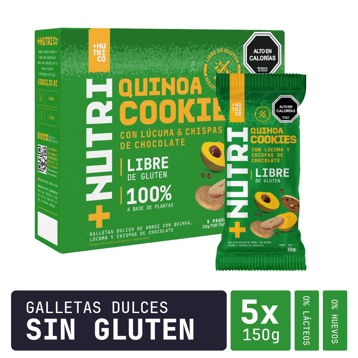 NUTRI CO - Galletas Sin Gluten de Quinua y Lúcuma Caja x5un Nutri Co