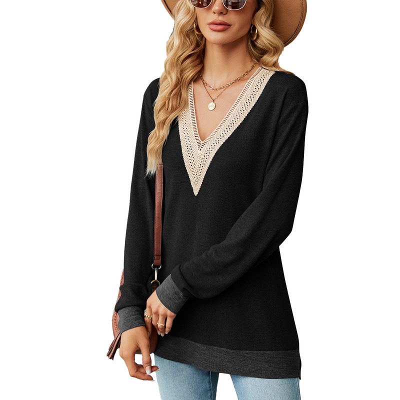 BLWOENS - Polera de manga larga para mujeres - Negro