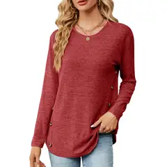 BLWOENS - Polera de manga larga para mujeres - Rojo