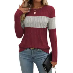 BLWOENS - Polera de manga larga para mujeres - Rojo