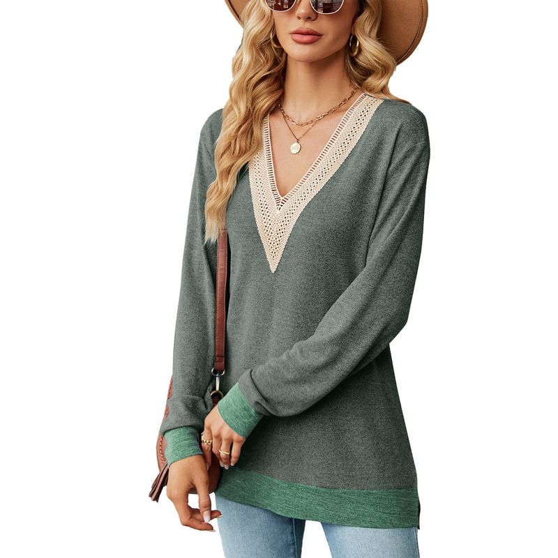 BLWOENS - Polera de manga larga para mujeres - Verde