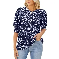 BLWOENS - Polera de manga corta de verano para mujeres - Azul
