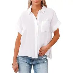 BLWOENS - Polera de manga corta de verano para mujeres - Blanco