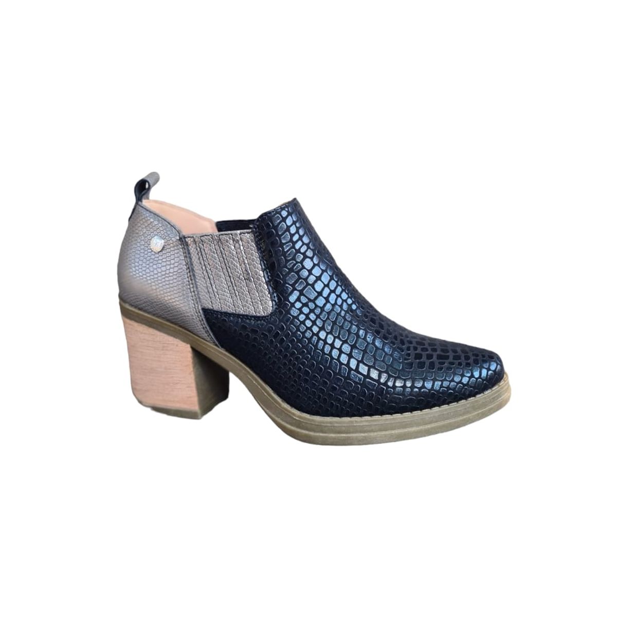 HERIEL - Zapato Negro Y Blanco Taco Mujer