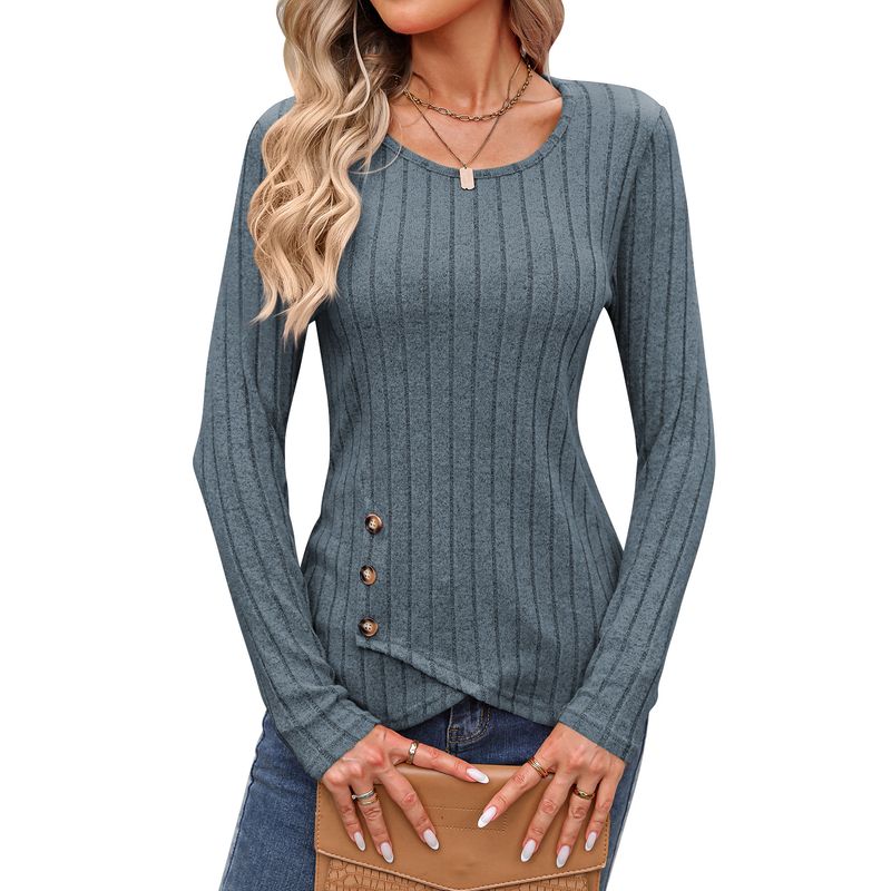 BLWOENS - Polera de manga larga de primavera y otoño para mujeres - Azul
