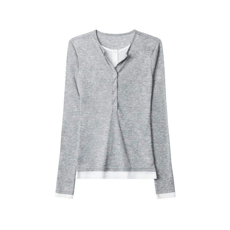 BLWOENS - Polera de manga larga de primavera y otoño para mujeres - Gris