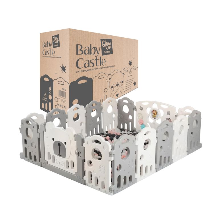 Corral Para Bebe Plegable Osito Portatil Con Panel Seguridad