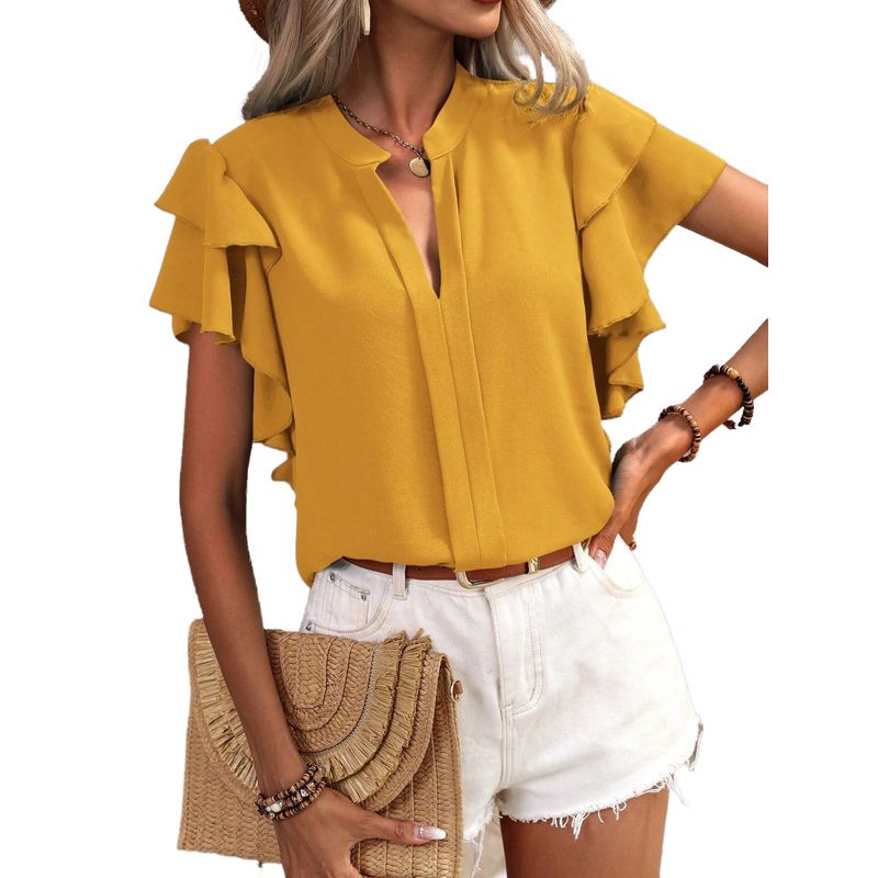 BLWOENS - Polera manga corta para mujeres - Amarillo