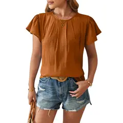 BLWOENS - Polera de manga corta de verano para mujeres - Marrón