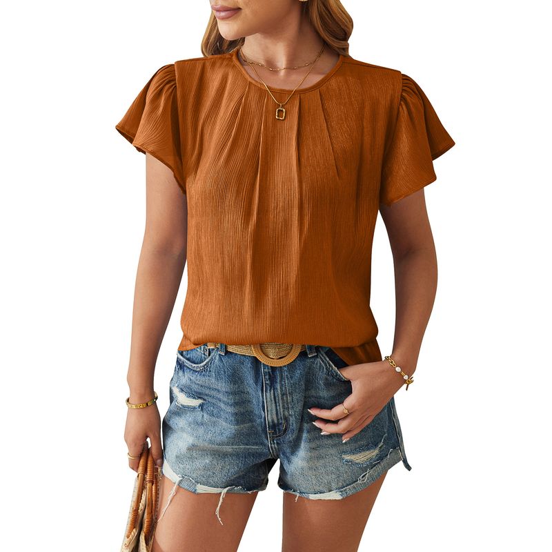BLWOENS - Polera de manga corta de verano para mujeres - Marrón