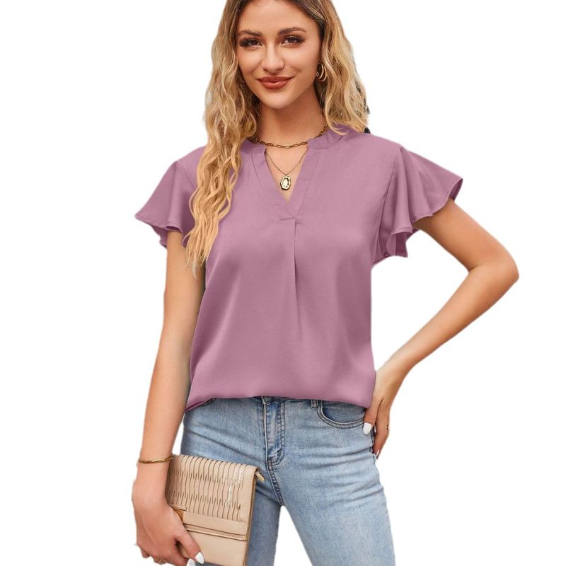 BLWOENS - Polera de manga corta de verano para mujeres - Violeta_.