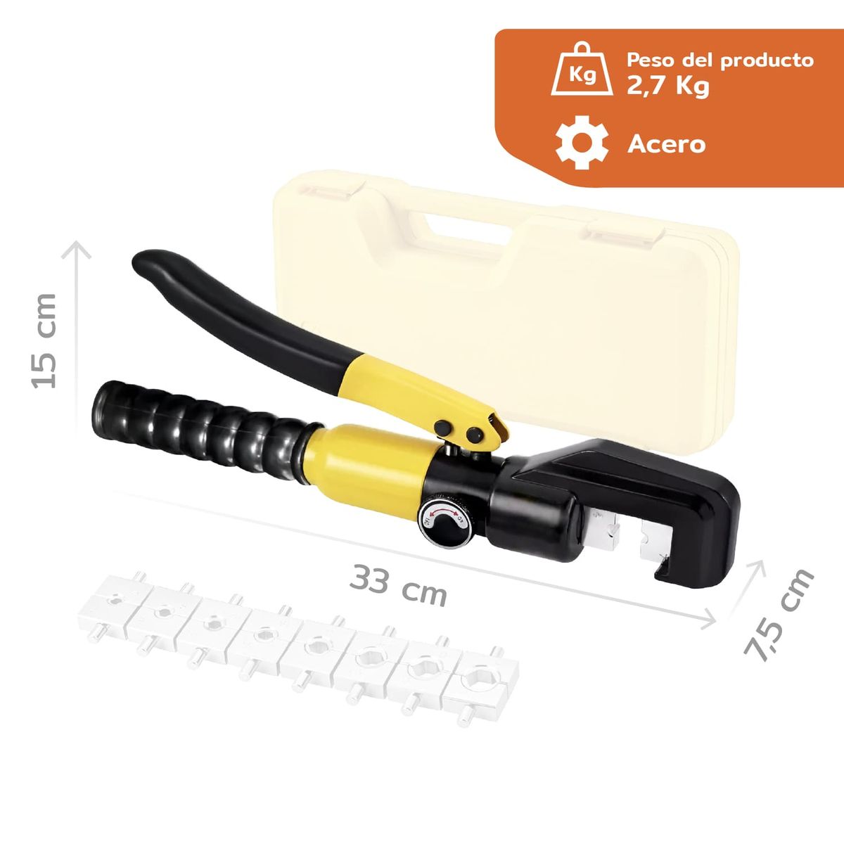 HOMECLAF - Alicate Hidráulico Prensaterminales 10 Tn Con 9 Troqueles