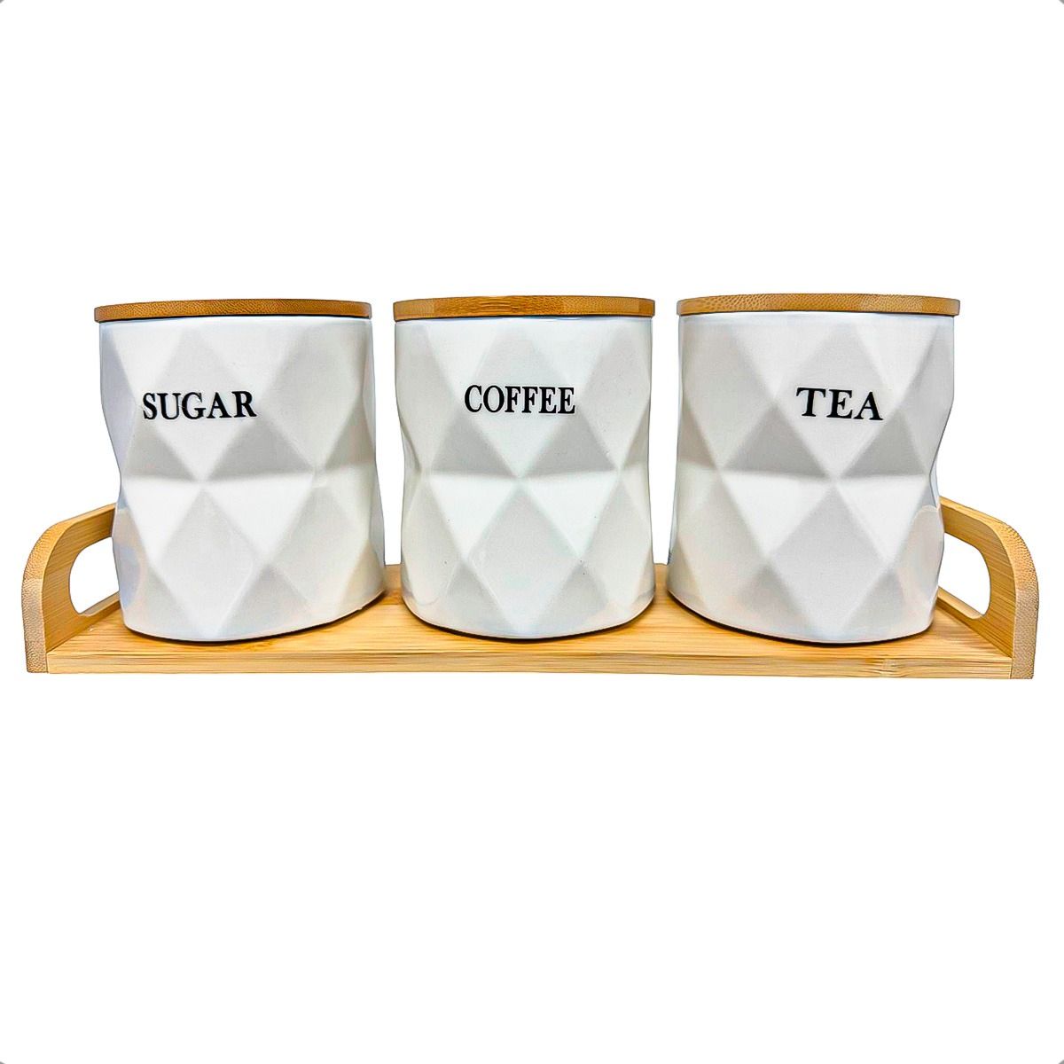 GENERICO - Set 3 Contenedores Hermeticos Frascos Hermeticos Ceramica