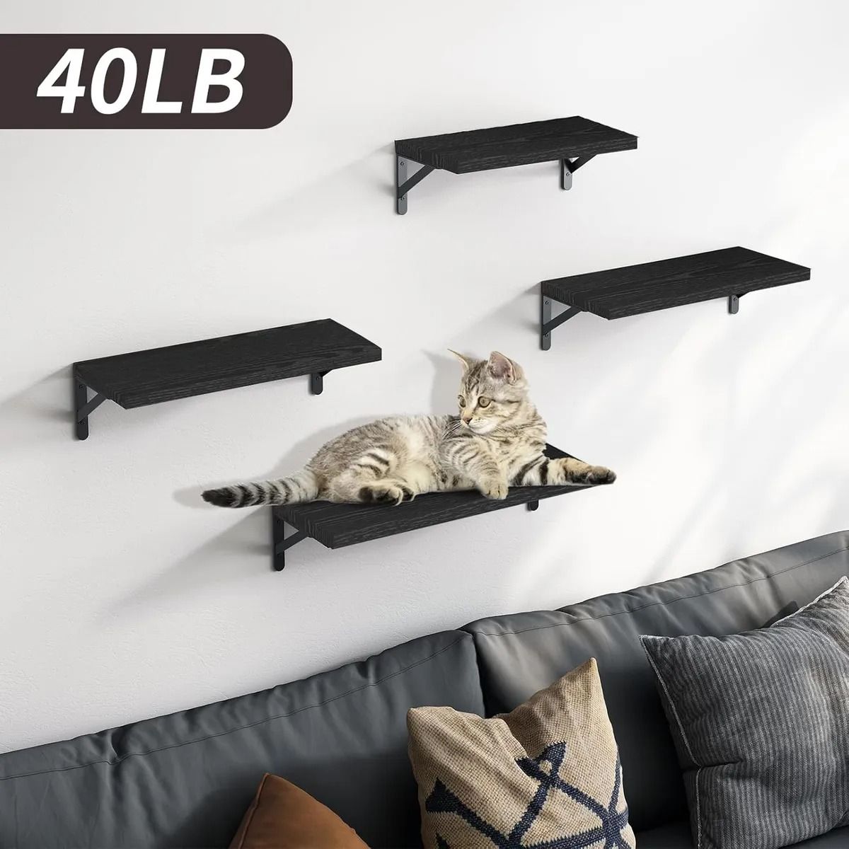 GENERICO - Repisas Flotantes KIT X4 Estantes De Madera Multipropósito