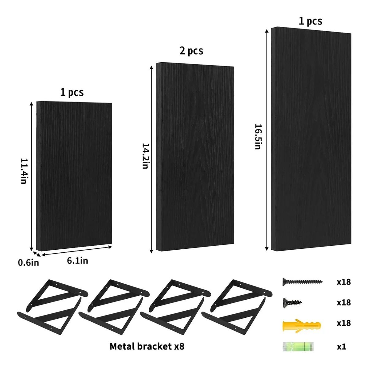 GENERICO - Repisas Flotantes KIT X4 Estantes De Madera Multipropósito