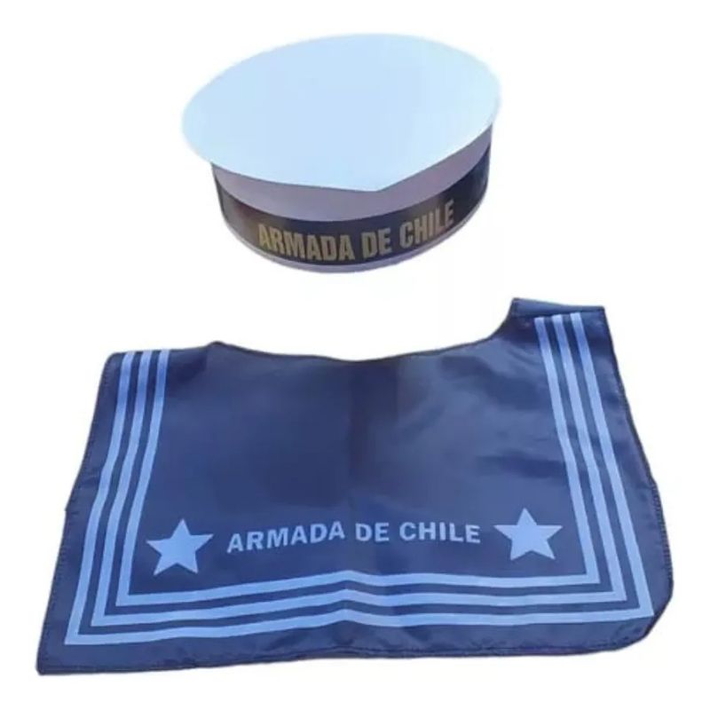 TODODISFRACESCHILE - Gorro Accesorio Marino Grumete y Pechera Para Disfraz Niños