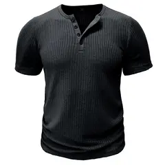 BLWOENS - Polera de manga corta de verano para hombres - Negro_.