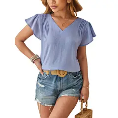 BLWOENS - Polera de manga corta de verano para mujeres - Azul