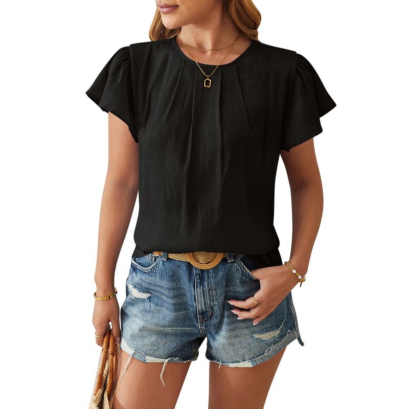BLWOENS - Polera de manga corta de verano para mujeres - Negro_.