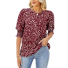 BLWOENS - Polera de manga corta de verano para mujeres - Rojo
