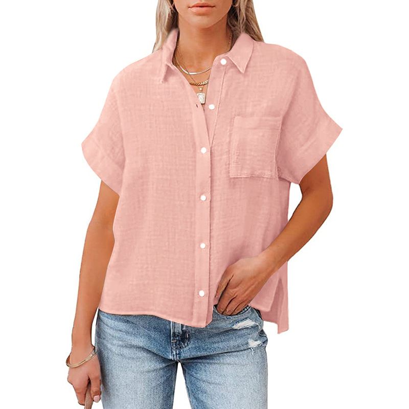BLWOENS - Polera de manga corta de verano para mujeres - Rosa_.