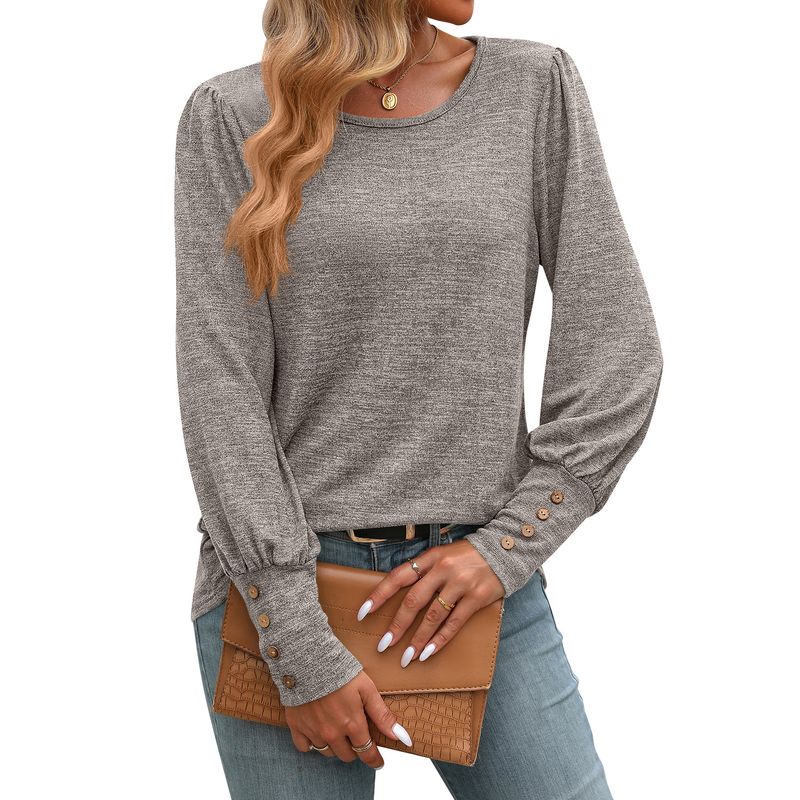 BLWOENS - Polera de manga larga de primavera y otoño para mujeres - Gris