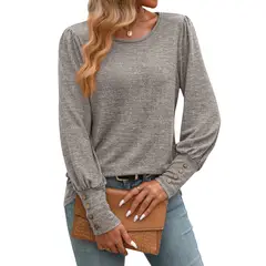 BLWOENS - Polera de manga larga de primavera y otoño para mujeres - Gris