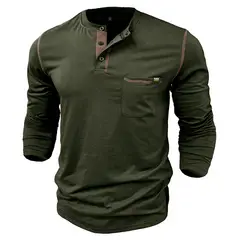 BLWOENS - Polera de manga larga para hombres en primavera y otoño - Verde_.