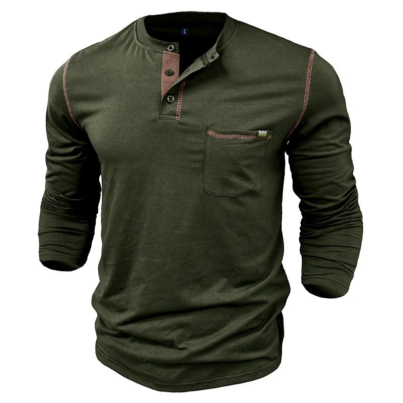 BLWOENS - Polera de manga larga para hombres en primavera y otoño - Verde_.