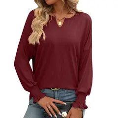 BLWOENS - Polera de manga larga para mujeres - Rojo
