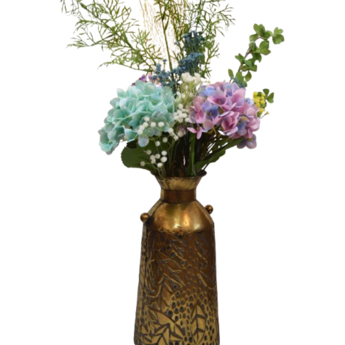 TERRA ESTILO - Florero Metálico con flores Dorado Mediano