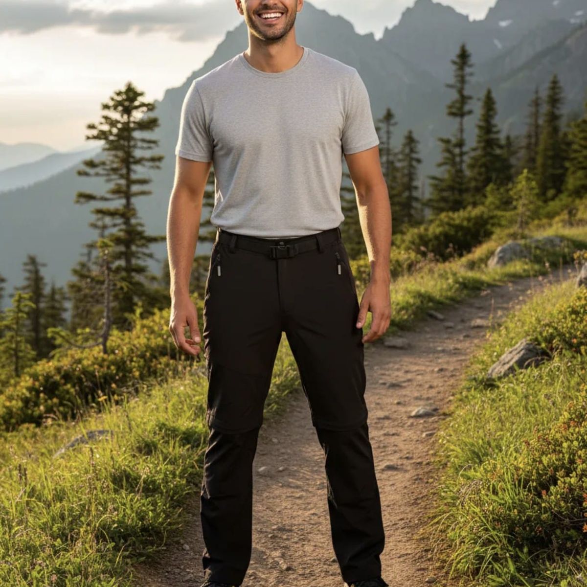 BLUE MOUNTAIN - Pantalón Trekking Secado Rápido Hombre Desmontable