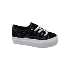 HERIEL - Zapatilla Negra Textil Plataforma Mujer