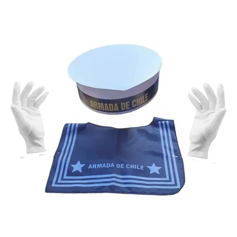 TODODISFRACESCHILE - Grumete Gorro+pechera+guantes Marino Armada de Chile Niños