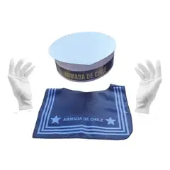 TODODISFRACESCHILE - Grumete Gorro+pechera+guantes Marino Armada de Chile Niños