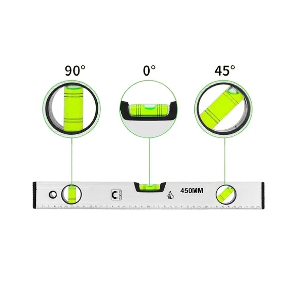 GENERICO - Nivel De Mano Herramienta 450mm 3 Burbujas Regla Para Medir