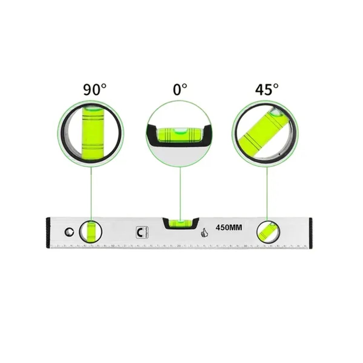 GENERICO - Nivel De Mano Herramienta 450mm 3 Burbujas Regla Para Medir