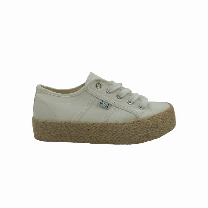 HERIEL - Zapatilla Blanca Plataforma Yute.