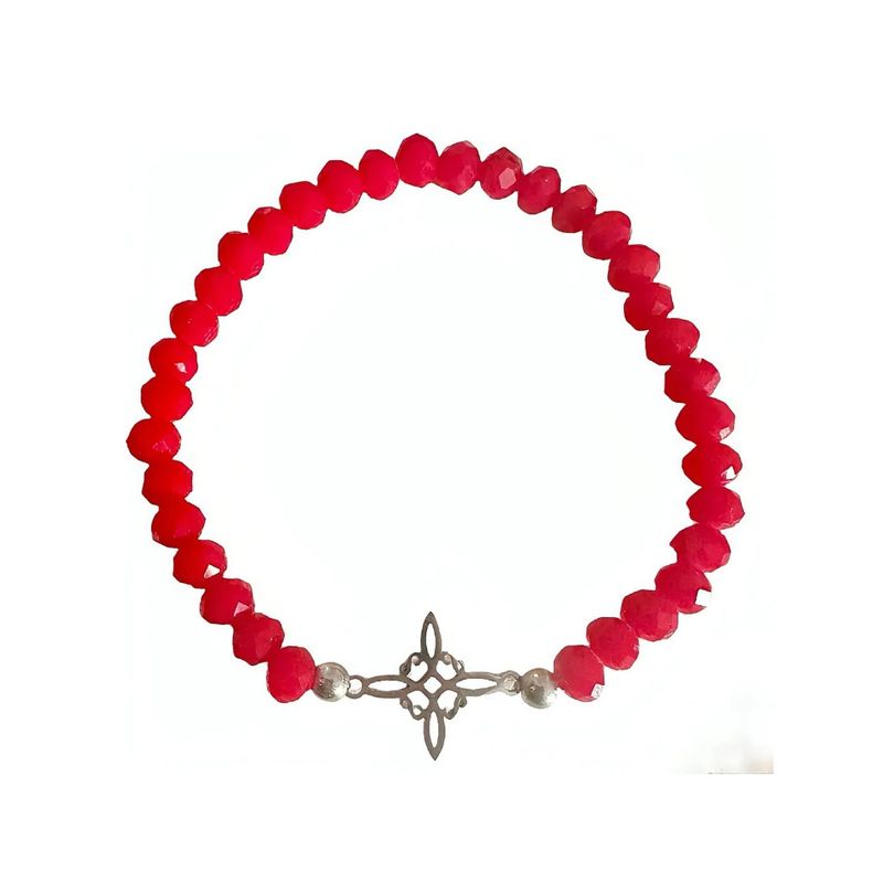 GENERICO - Pulsera Elástica Cristales Rojos Nudo De Brujas Proteccion