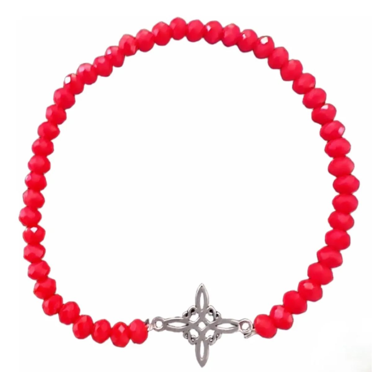 GENERICO - Pulsera Elástica Cristales Rojos Nudo De Brujas Proteccion