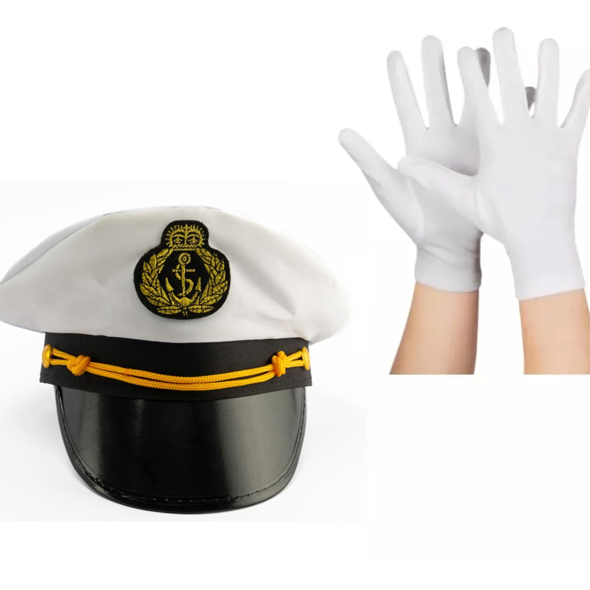 TODODISFRACESCHILE - Grumete Gorro Capitan + Guantes Marino Armada de Chile Niños