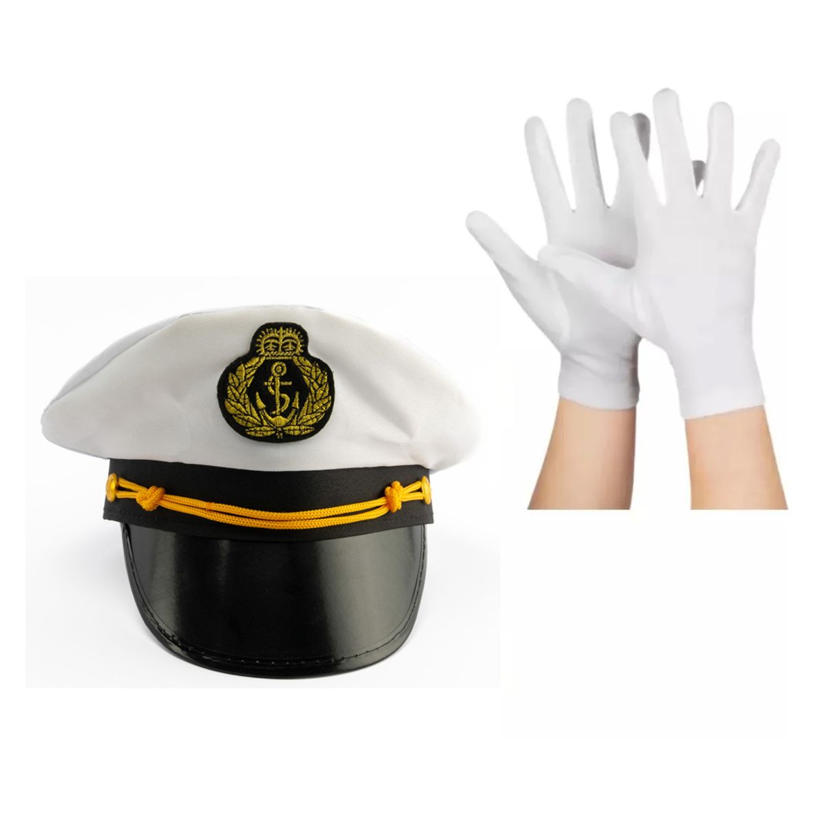 TODODISFRACESCHILE - Grumete Gorro Capitan + Guantes Marino Armada de Chile Niños