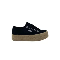 HERIEL - Zapatilla Negra Lona Plataforma Mujer