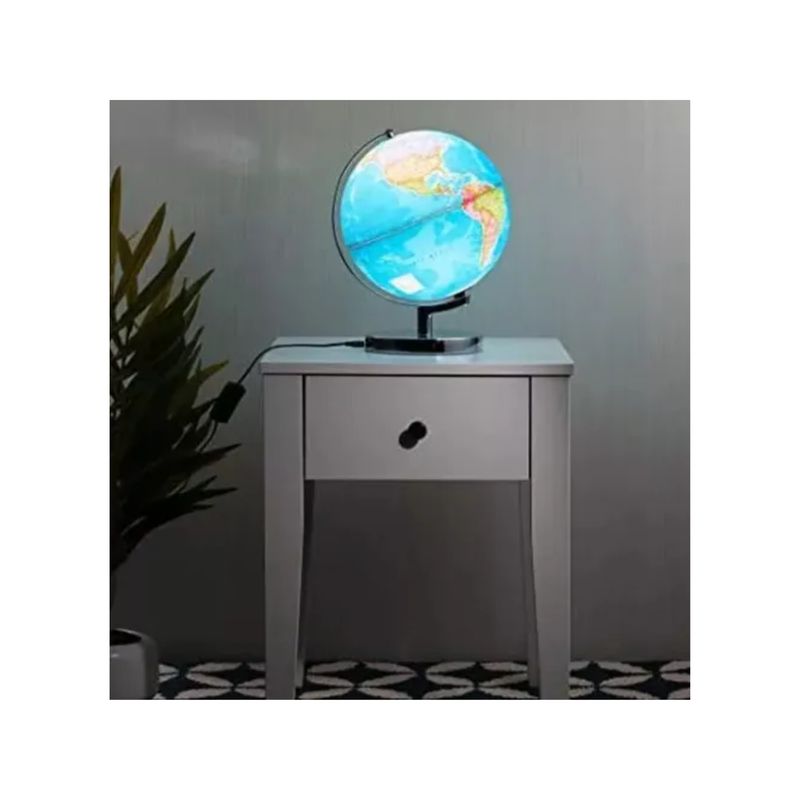 GENERICO - Globo Terráqueo Político Esp Soporte Metálico 20cm Luz Led