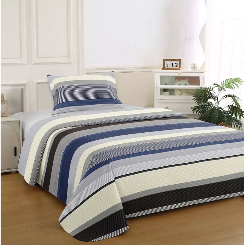 ILLUSIONS - Quilt Bruselas Illusions Single (apto 1 Pl Y 1.5 Pl)  Azul