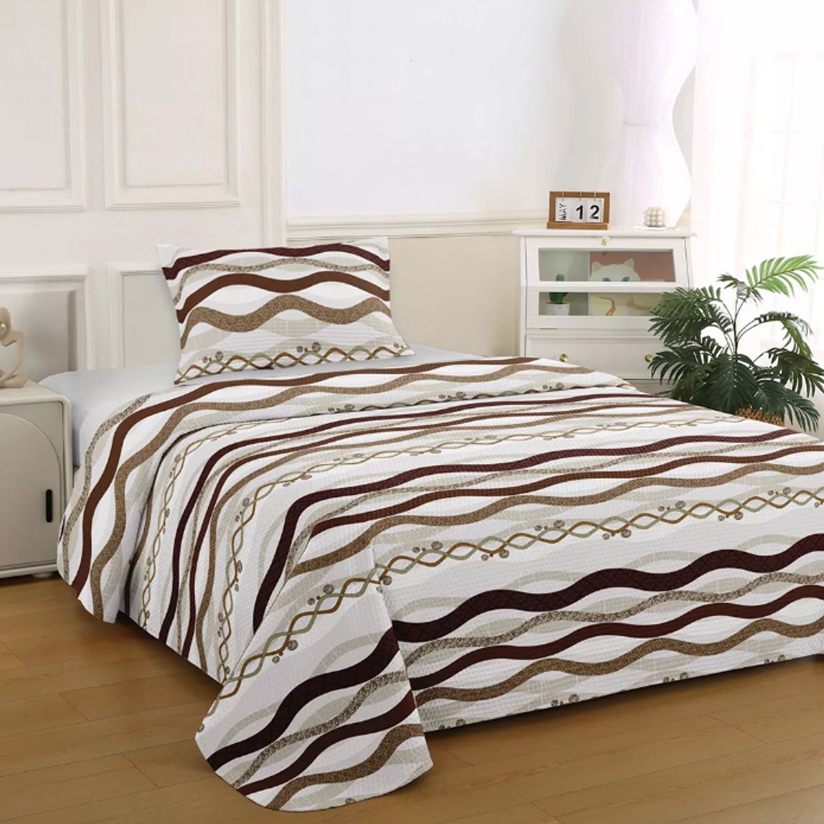 ILLUSIONS - Quilt Bruselas Illusions Single (apto 1 Pl Y 1.5 Pl)  Café