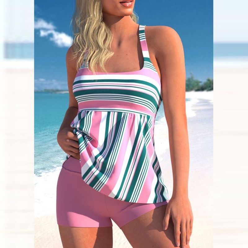 BLWOENS - Set de Traje de Baño Estampado Espalda Abierta Mujer