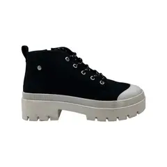 HERIEL - Zapatilla Negra Lona Plataforma.
