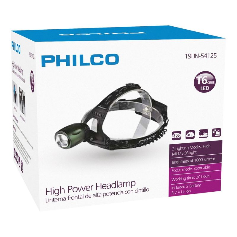 PHILCO - CINTILLO LED TIPO CREE BAT 18650 X 2 PHILCO